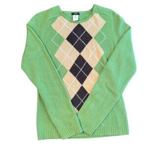 J. Crew Factory Green Argyle Sweater